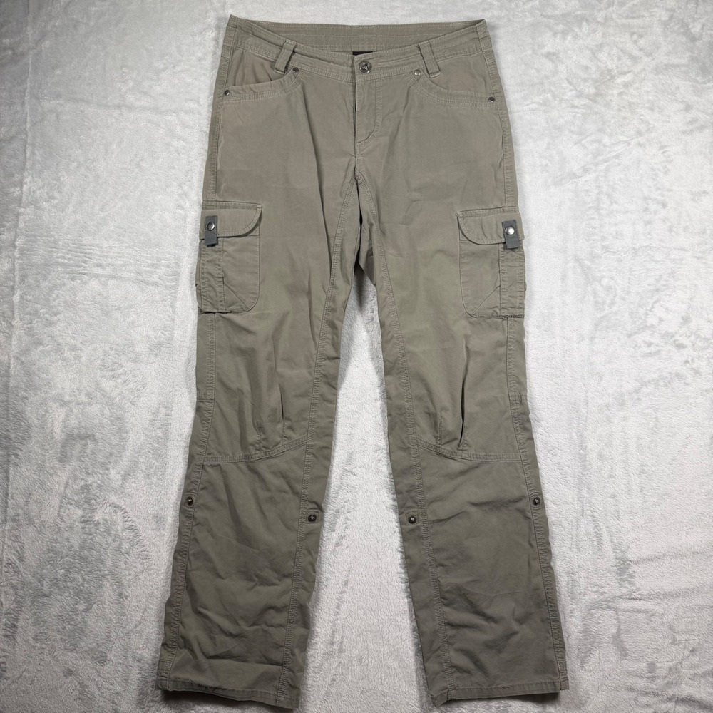 Kuhl Legendary Women 8 Reg Cargo Hiking Pants Olive Green Articulated Knee - Picture 1 of 10